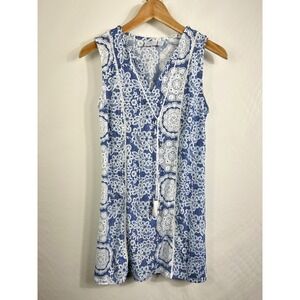 Beach Break Cover Up Dress White Green Blue Size XS Vacation Beach Colorful